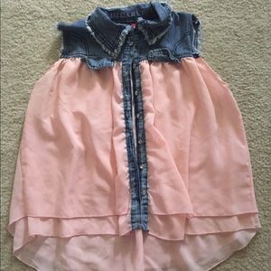 Pink Shirt w/ Denim on Top